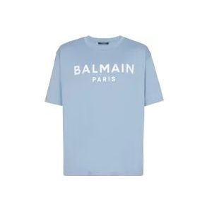 Balmain Paris T-shirt , Blue , Heren , Maat: S