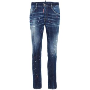 Dsquared2 Blauwe Jeans met Gewist Effect , Blue , Heren , Maat: XL