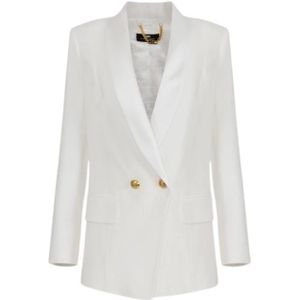 Elisabetta Franchi, Dames, Jassen, Wit, Maat: S Satijn,