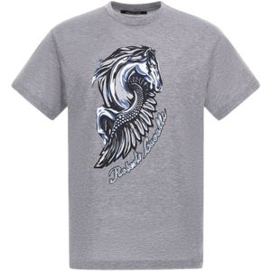 Roberto Cavalli, Heren, Tops, Grijs, Maat: M Katoen,