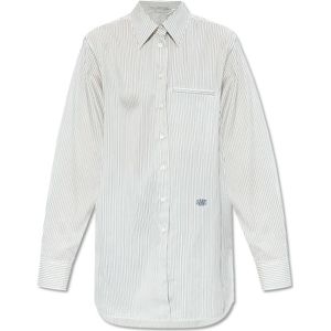 Stella McCartney - Zijden Blouse - Wit - Blauw - Zijde - Lange Mouwen