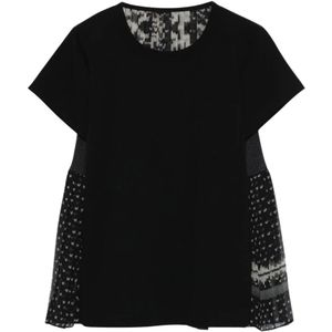 Sacai, Dames, Tops, Zwart, Maat: M Katoen,