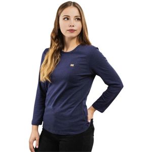 Emporio Armani Ea7, Dames, Tops, Blauw, Maat: L Katoen,