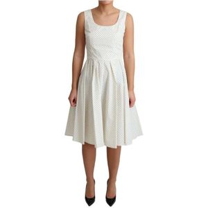 Dolce & Gabbana - A-lijn Jurk - Wit met Zwarte Stippen - Mouwloos