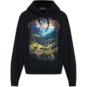 Dsquared2, Heren, Sweatshirts & Hoodies, Zwart, Maat: L Katoen,