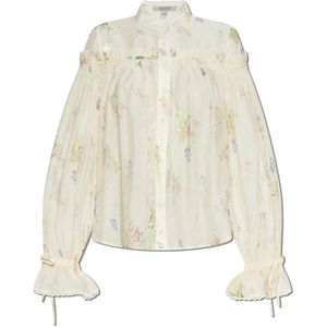 AllSaints, Dames, Blouses & Shirts, Beige, Maat: L Polyamide,
