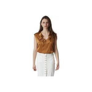 Pinko Luxe Satin Stretch Top , Brown , Dames , Maat: M