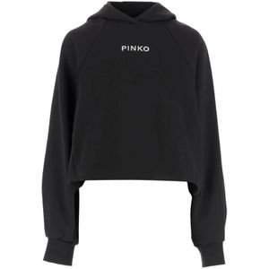 Pinko - Gebreide Hoodie - Zwart - Dames - 100% Katoen - Aw 25 Elegante Stijl