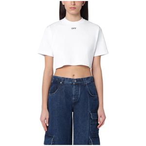 Off White, Dames, Tops, Wit, Maat: L Katoen,