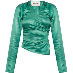 Nanushka, Dames, Blouses & Shirts, Groen, Maat: S
