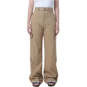 Msgm, Dames, Broeken, Beige, Maat: S
