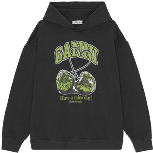 Ganni, Dames, Sweatshirts & Hoodies, Grijs, Maat: 2Xs/Xs