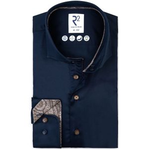 R2 Amsterdam, Heren, Overhemden, Blauw, Maat: 2XL