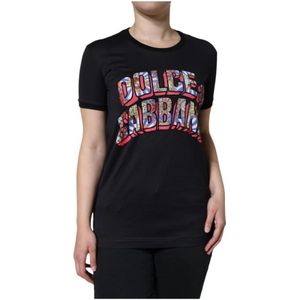 Dolce & Gabbana - T-shirt - Zwart - Logo Print - Katoen
