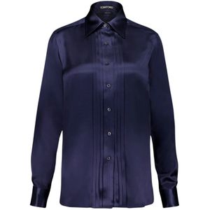 Tom Ford, Dames, Blouses & Shirts, Blauw, Maat: XS Zijde,
