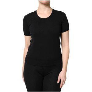 Dolce & Gabbana - Ribbed Knit - T-shirt - Zwart - Korte Mouwen