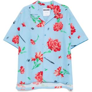 Moschino, Heren, Overhemden, Blauw, Maat: M