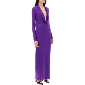 Versace Maxi jurk met cowl neck , Purple , Dames , Maat: S