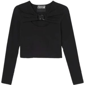 Versace Jeans Couture, Dames, Tops, Zwart, Maat: S Katoen,