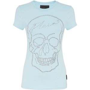Philipp Plein, Dames, Tops, Blauw, Maat: XS Katoen,