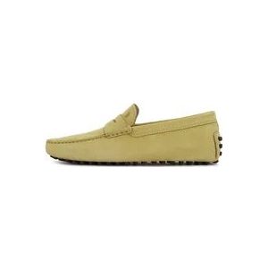 Tod's Bedrukte Monogram Suède Mocassin , Yellow , Heren , Maat: 41 1/2 EU