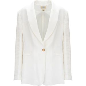 Elisabetta Franchi, Dames, Jassen, Wit, Maat: XL Linnen,