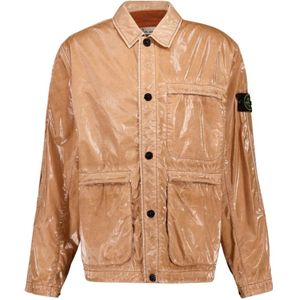 Stone Island, Heren, Jassen, Bruin, Maat: L Katoen,