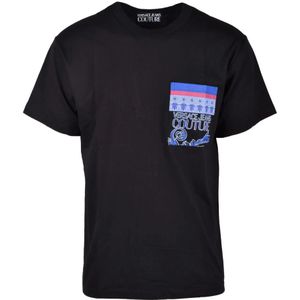 Versace Jeans Couture, Heren, Tops, Zwart, Maat: M Katoen,