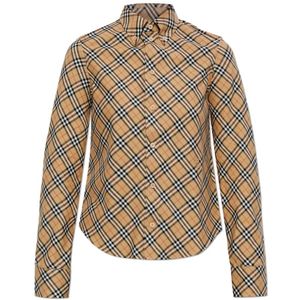 Burberry - Geruite Katoenen Blouse - Beige - Dames