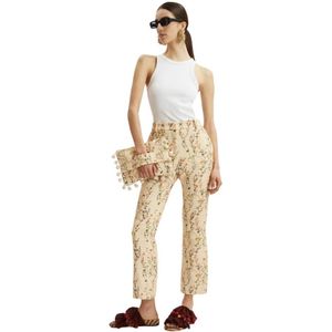 La DoubleJ, Dames, Broeken, Beige, Maat: XL Tweed,