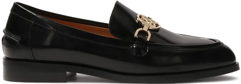 Kazar - Zwarte Instap Halfschoenen - Dames - Leer - Metalen Versiering