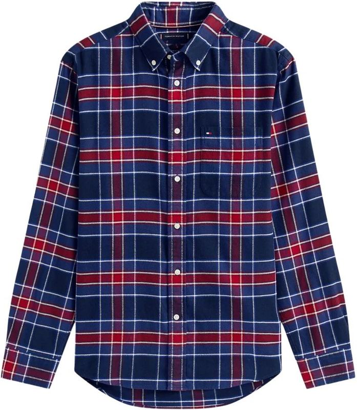 TOMMY HILFIGER Overhemd 'Tartan'  blauw / rood / wit