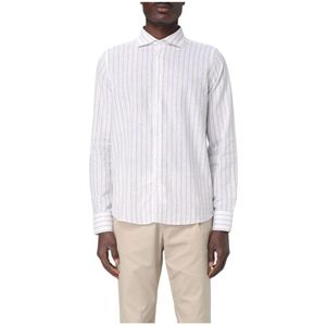 Manuel Ritz, Heren, Overhemden, Beige, Maat: S Linnen,