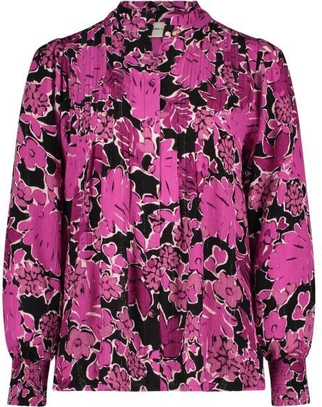 Fabienne Chapot - Roze Bloemen Blouse - Veelkleurig - Mandarijnkraag