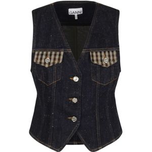 Ganni, Dames, Jassen, Blauw, Maat: S Denim,