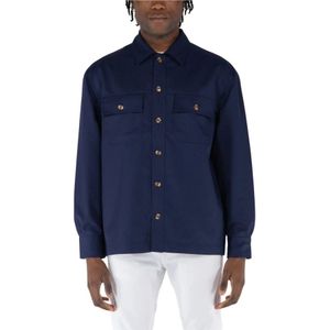 Drole de Monsieur, Heren, Overhemden, Blauw, Maat: L Wol,