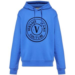 Versace Jeans Couture, Heren, Sweatshirts & Hoodies, Blauw, Maat: M Katoen,