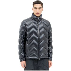 Moncler Gewatteerde Donsjas met Verstopte Capuchon , Blue , Heren , Maat: 2XL