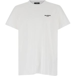 Balmain Flock T-shirt Classic Fit White , White , Heren , Maat: 2XL