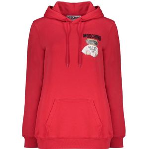 Moschino, Dames, Sweatshirts & Hoodies, Rood, Maat: 2XS Katoen,