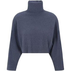 Brunello Cucinelli, Dames, Truien, Blauw, Maat: M Zijde,