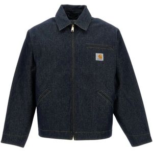 Carhartt Wip, Heren, Jassen, Blauw, Maat: M Katoen,