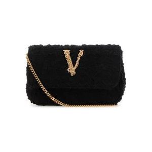 Versace Zwarte Stoffen Mini Clutch , Black , Dames , Maat: ONE Size