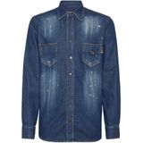 Philipp Plein, Heren, Overhemden, Blauw, Maat: S Denim,