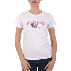 Pinko, Dames, Tops, Wit, Maat: S Katoen,