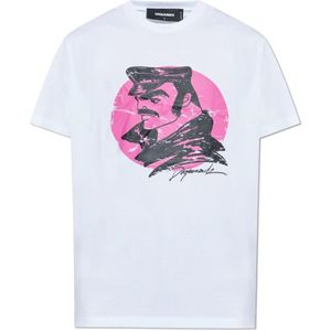 Dsquared2, Heren, Tops, Wit, Maat: M Katoen,