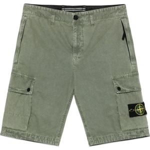 Stone Island - Korte Broeken - Groen - Katoen - Cargo Bermuda Shorts Ss 25