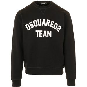 Dsquared2, Heren, Sweatshirts & Hoodies, Zwart, Maat: L Katoen,