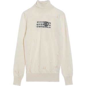 MM6 Maison Margiela, Dames, Truien, Beige, Maat: L Wol,