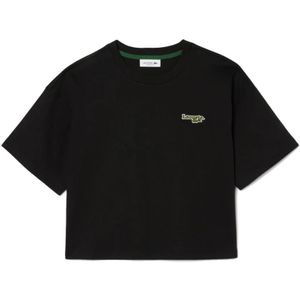 Lacoste, Dames, Tops, Zwart, Maat: S Katoen,